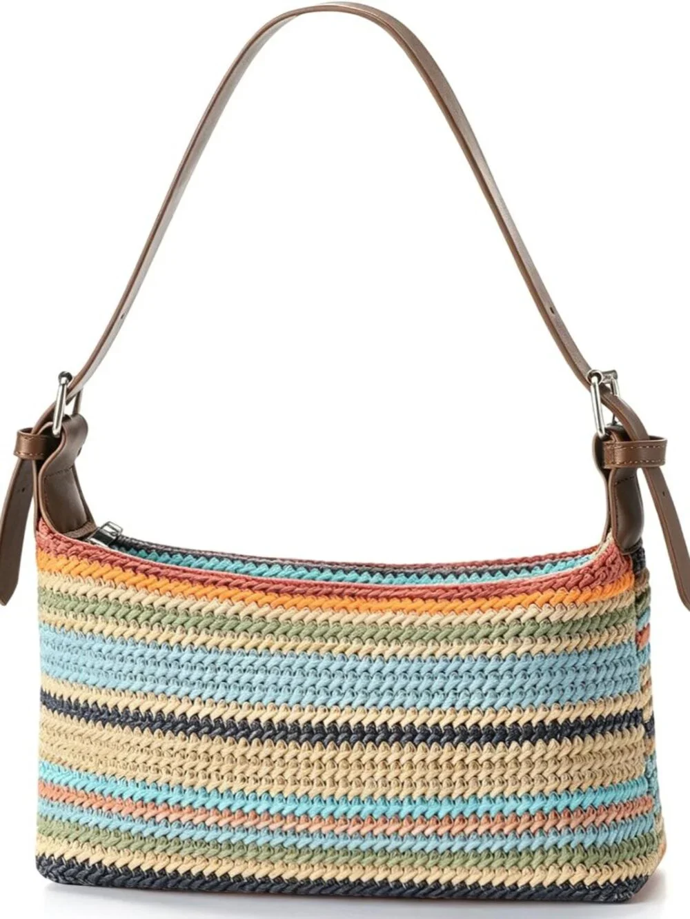 Colorful Straw Shoulder Bag for Women, Colorful Summer Beach Purse